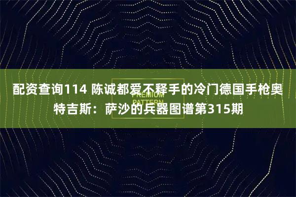 配资查询114 陈诚都爱不释手的冷门德国手枪奥特吉斯：萨沙的兵器图谱第315期